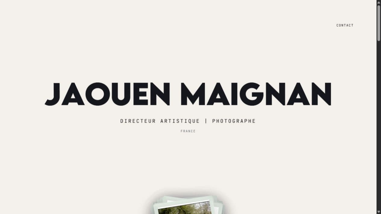 Page d’accueil du portfolio de Jaouen Maignan affichée sur ordinateur